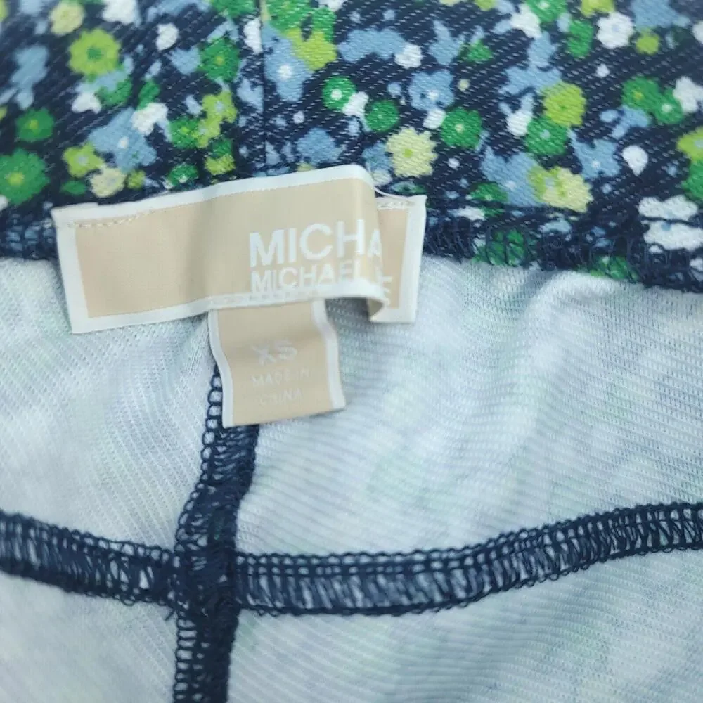 Michael Kors Blue Green Floral Jeggings Size XS NWT